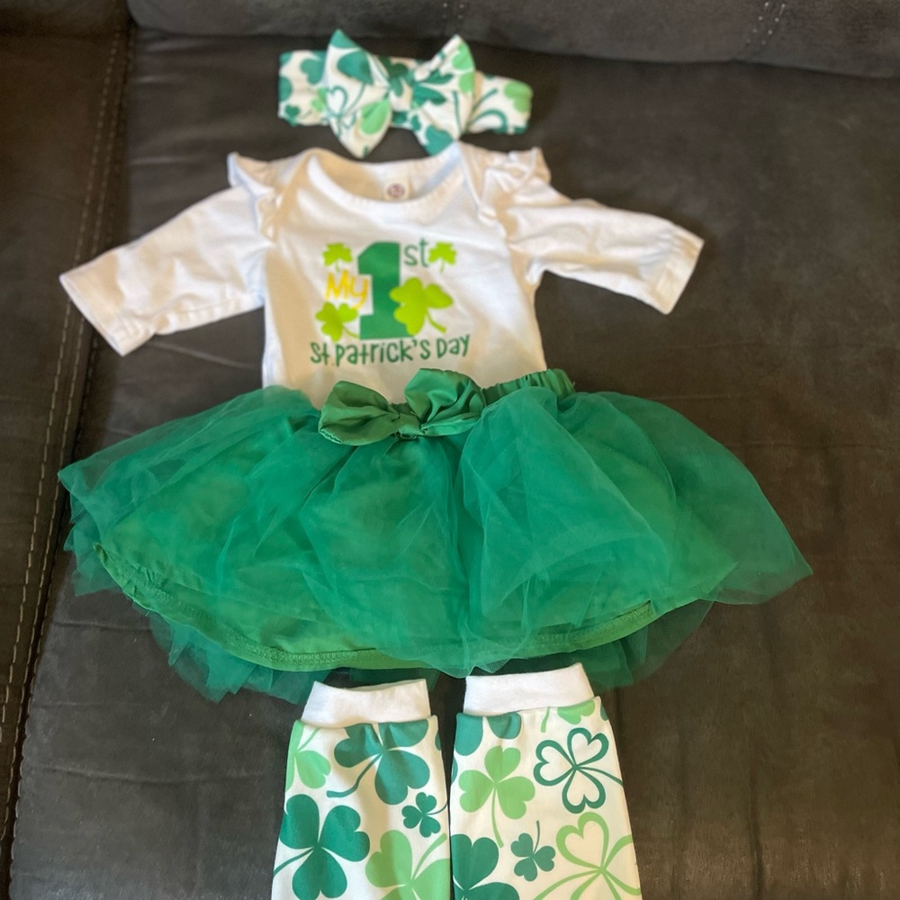 St. Patrick's Day Kids Costume Set - Green and White